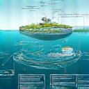 A diagram showing a sustainable offshore aquaculture system.